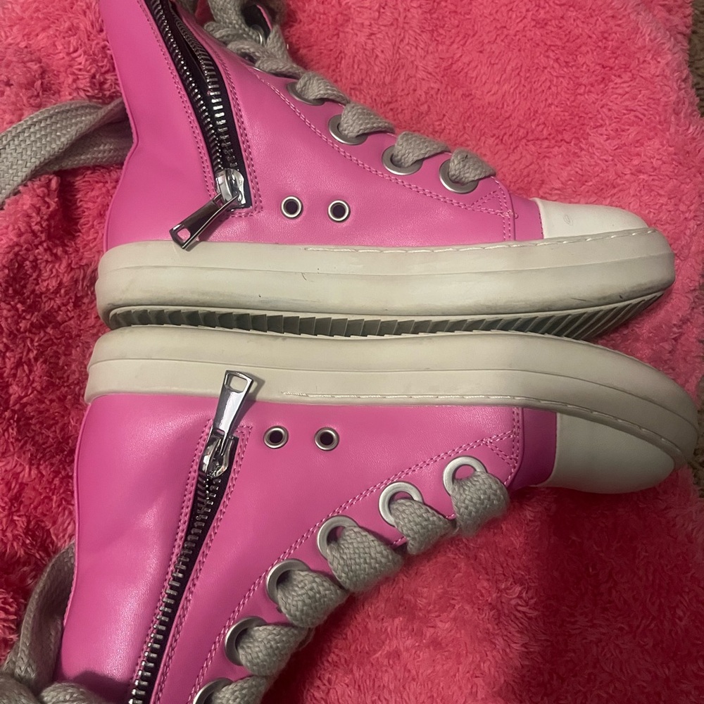 Rick Owens Pink and White Ankle Boots